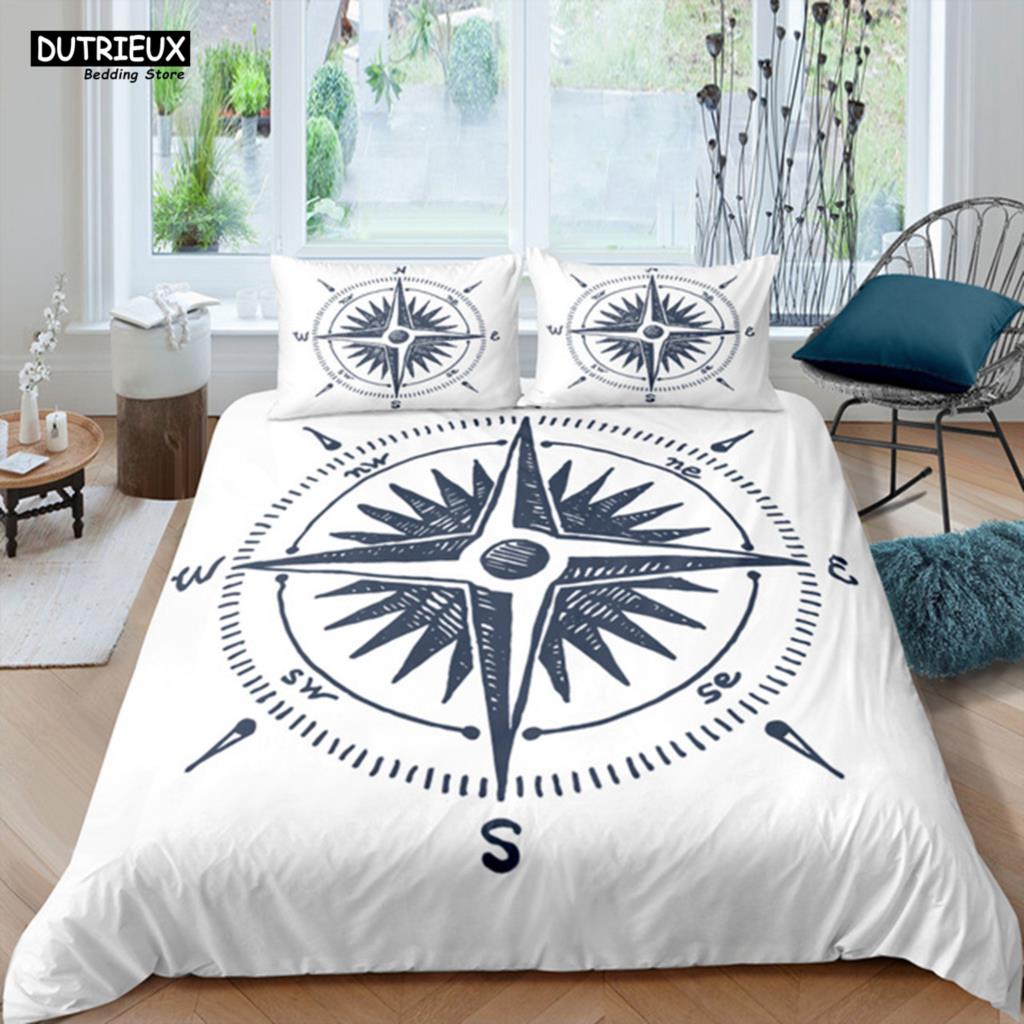Luxury 3D Nautical Anchor Print Duvet Cover Set 2/3 Pcs With Pillowcase Bedding Set Full Queen King Size Boys Adults Duvet Cover