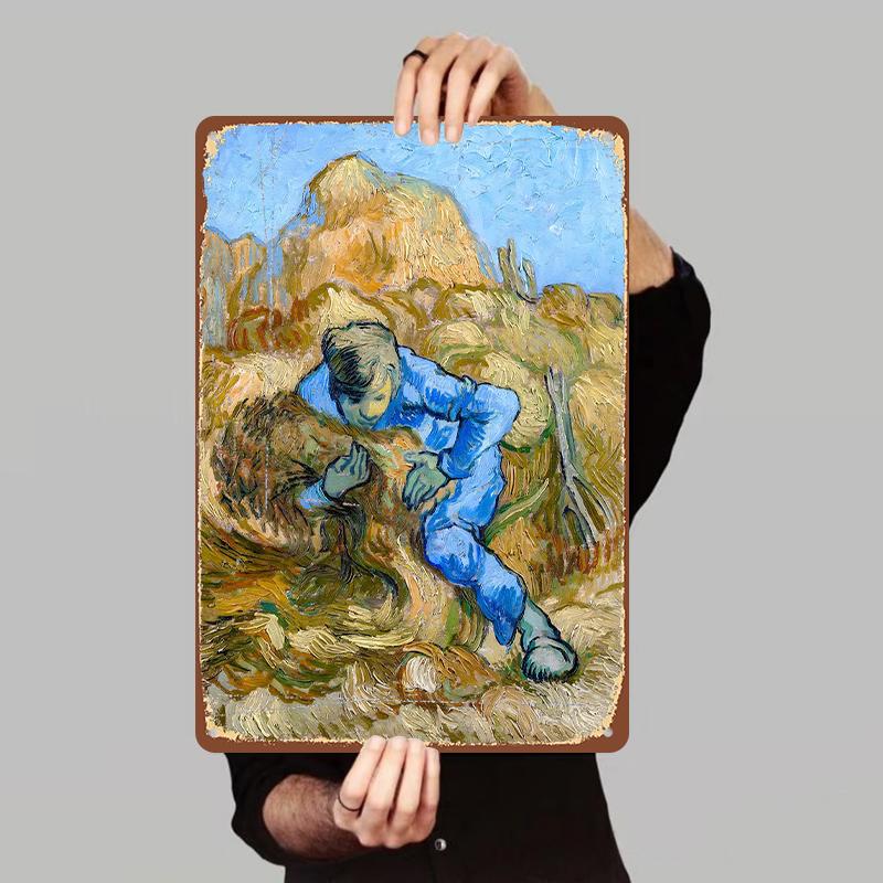 

Van Gogh Style Peasant Woman Bundling Wheat Stalks Custom Iron Painting Home Decor Living RoomWall Art Hanging Painting 7.9x11.8In(20x30cm)