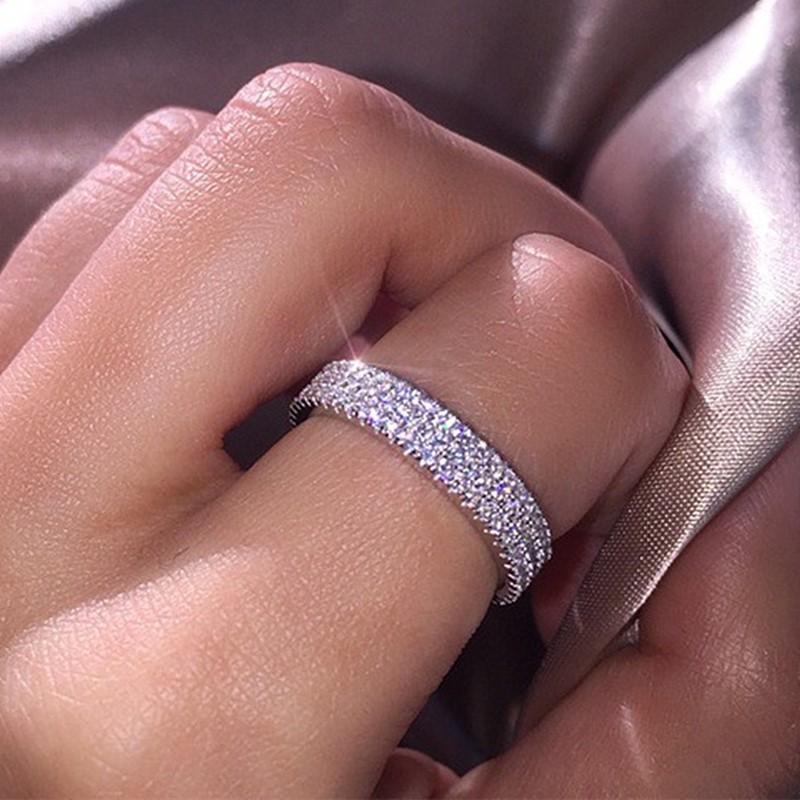 

Copper Inlaid Zircon Super Flash Diamond Princess Row Ring Ring Jewelry Temperament Luxury Women S Ring no. 9