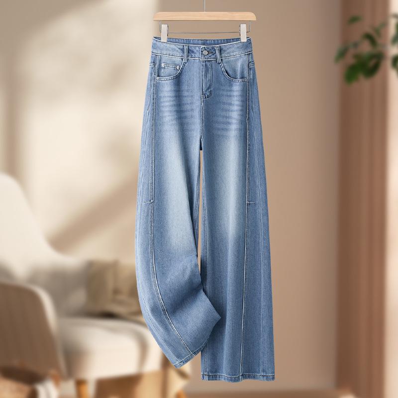 

Женские джинсы широкие от бедра Весна-Осень 2024 - Маленький рост, Стройнящие, Прямого кроя, Длина в пол. 31 [135-145 lbs] синий