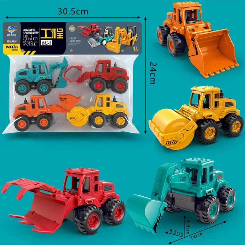 1:55 Children Plastic Vehicle Car Toys Trucks Construction Vehicle Excavator Bulldozer Model Inertia Children's Gifts Carro