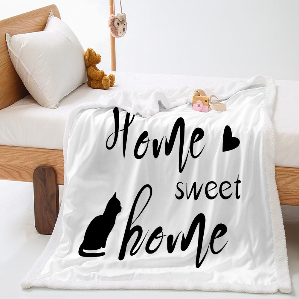 Letter black and white blanket ebay lamb wool crystal fleece blanket