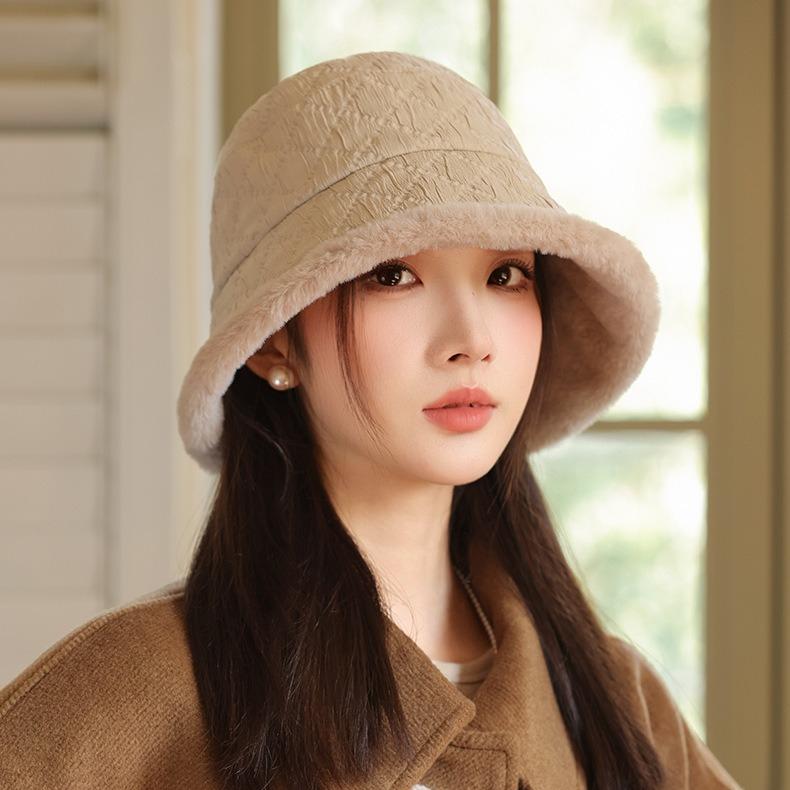 Autumn and Winter Plush Thickened Cold-proof Bucket Hat Women's Bucket Hat Casual Basin Hat