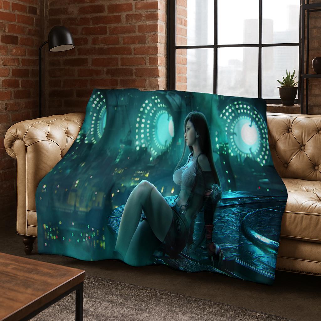 Cartoon Final Fantasy Sephiroth Cloud Tifa Game Flannel Blanket,Warm and Cozy Soft Throw Blanket for Home Bedroom Bed Sofa Kid