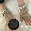 Dui Dui Half Finger Gloves Letter New Solid Color Korean Autumn and Winter Warm Faux Cashmere Knitted Fingerless