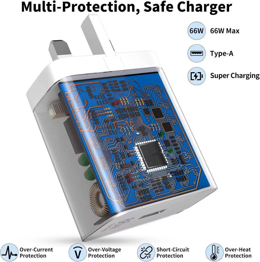 UK Standard 66W Fast Charger for Huawei Mate50/50 Pro