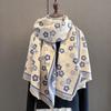 Flower Winter Cashmere Shawl Lightweight Floral Print Scarf Fashion Plaid Knitted Scarf  Unisex