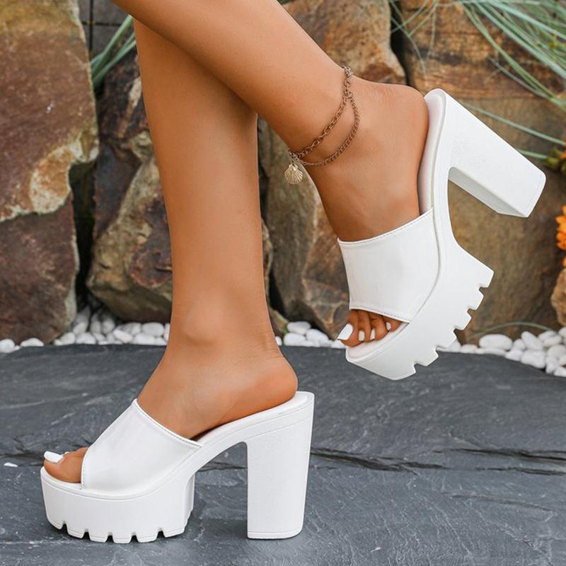 Fashion Summer Casual Solid Super Heel Slippers for Women 2025 Plus Size Platform Woman Slides Non-Slip Open Toes Sandals for Women