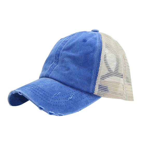Women Ripped Anti UV Mesh Ponytail Hat Adjustable Breathable Sports Baseball Cap
