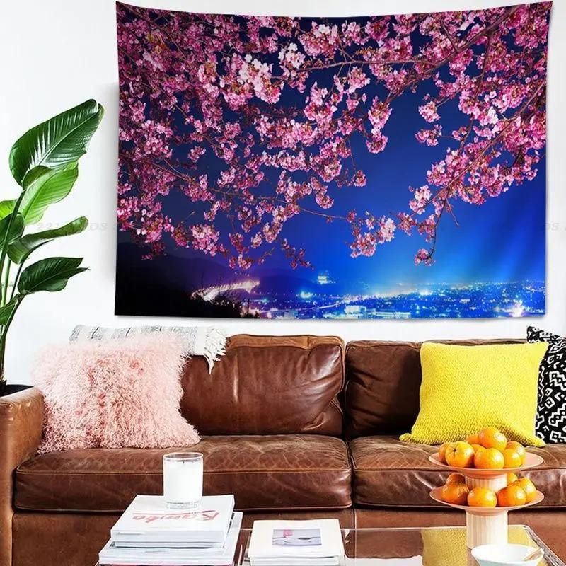 Office Living Room Tapestry Cherry Blossom Forest Tapestry Home Wall Decoration Tapestry