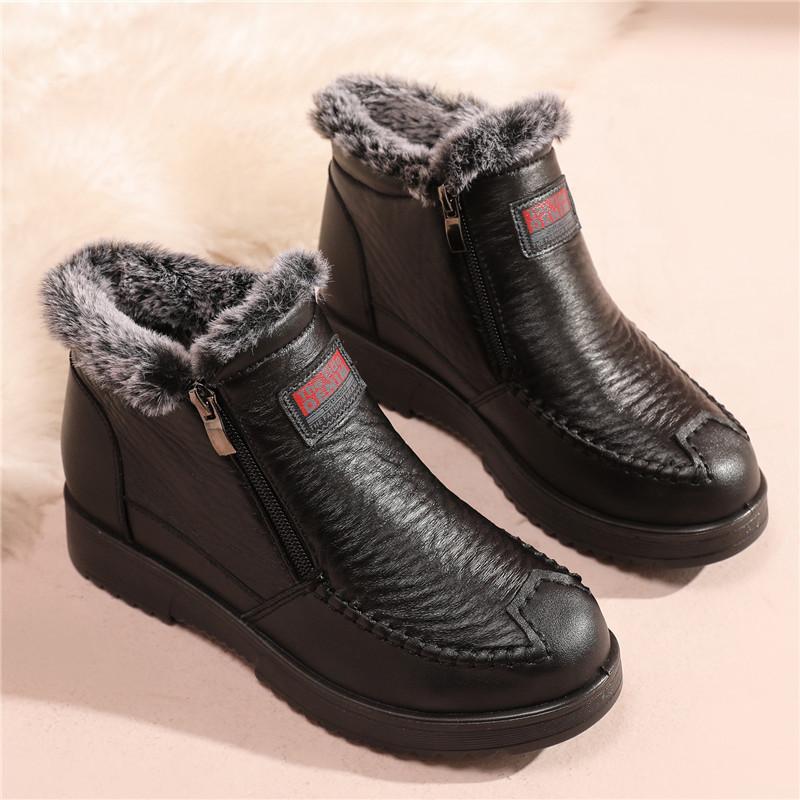 

Женские зимние ботинки, новые зимние водонепроницаемые ботинки без застежек, женские однотонные теплые повседневные туфли, женские туфли из бархата и хлопка на плоской подошве 35