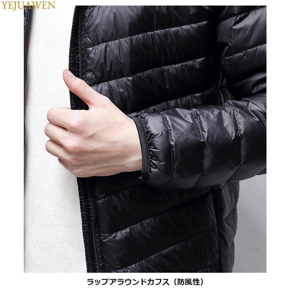 YEJUAWEN Ultralight Down Solid with Storage Lightweight Down Outerwear for Autumn and WEN020 Men's Jacket, Water-Repellent, Lightweight, Thin, Warm,