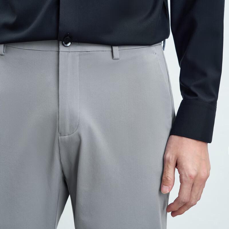 EMZ Men's Mulberry Silk Blend Straight Business Casual Trousers 2025 Spring/Summer