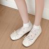 Women's Short Socks, Thin Breathable Solid Color Cotton Socks, Women's Spring and Summer Heart-shaped Mesh Boat Socks