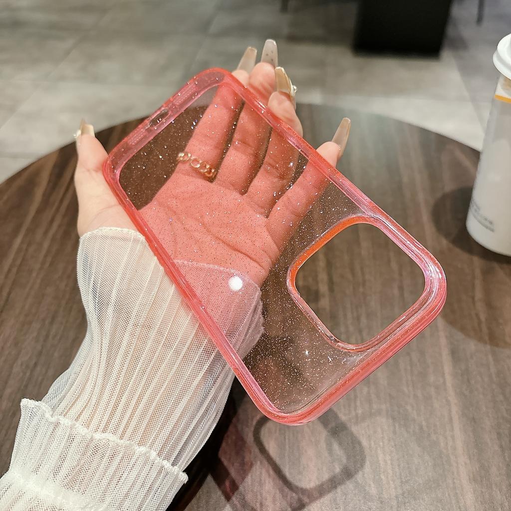 Luxury Shockproof Transparent Glitter Bling Phone Case for iPhone 17 Air 16 15 14 13 12 17 Pro Max Soft Bumper Clear Hard Cover