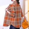 Women's Plus Size Thickened Warm Plaid Shirt Large Size Stand-up Warm Shirt