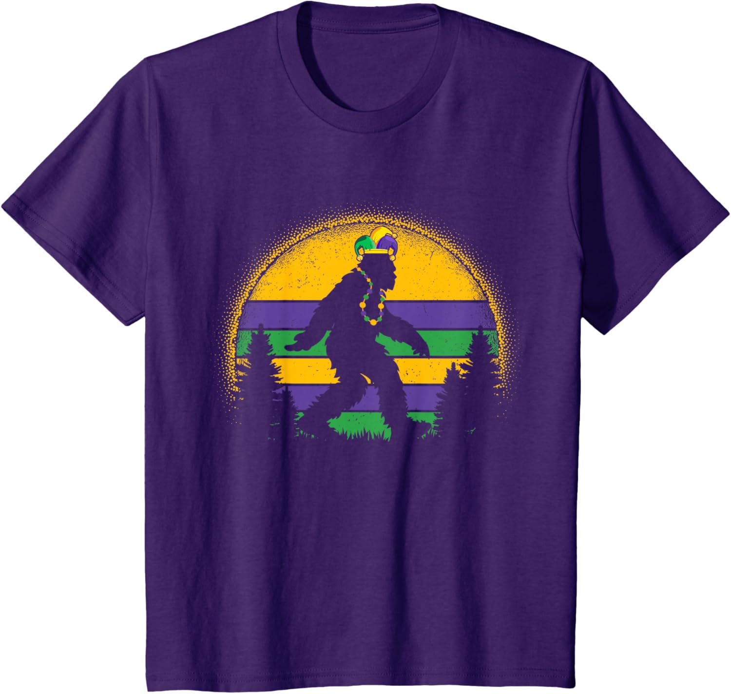 Mardi Gras Bigfoot Funny Kids Men Sasquatch Mardi Gras TShirt Unisex Fashionable SpringSummer 2026 New Arrival S