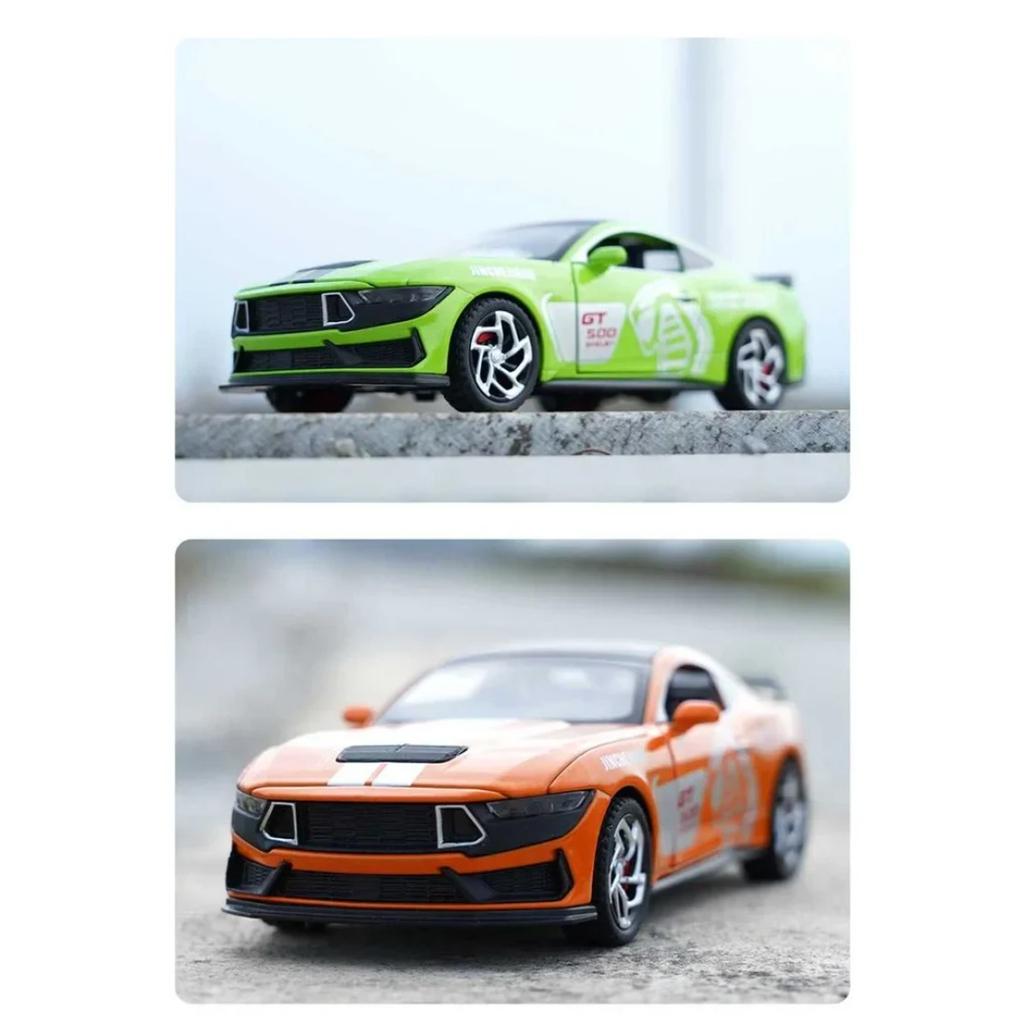 1/32 Mustang Shelby GT500 Alloy Sports Car Model Diecast Metal Toy Racing Car Vehicle Model Simulation Sound and Light Kids Gift