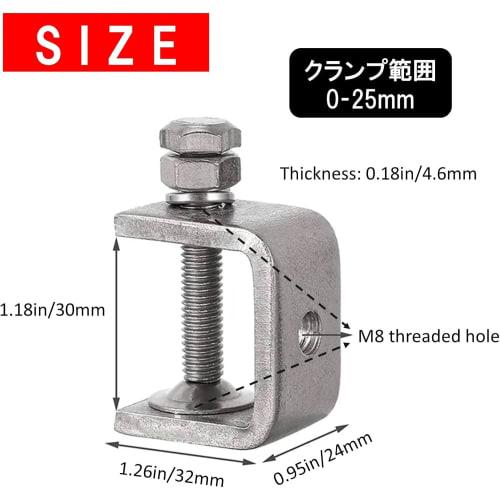 30mm Opening Width C-Clamps, Set of 6, 304 Stainless Steel, Anti-Slip, Wide Fit for DIY, Woodworking, Gluing, Fixing, Welding, Replacement, Genuine Pa