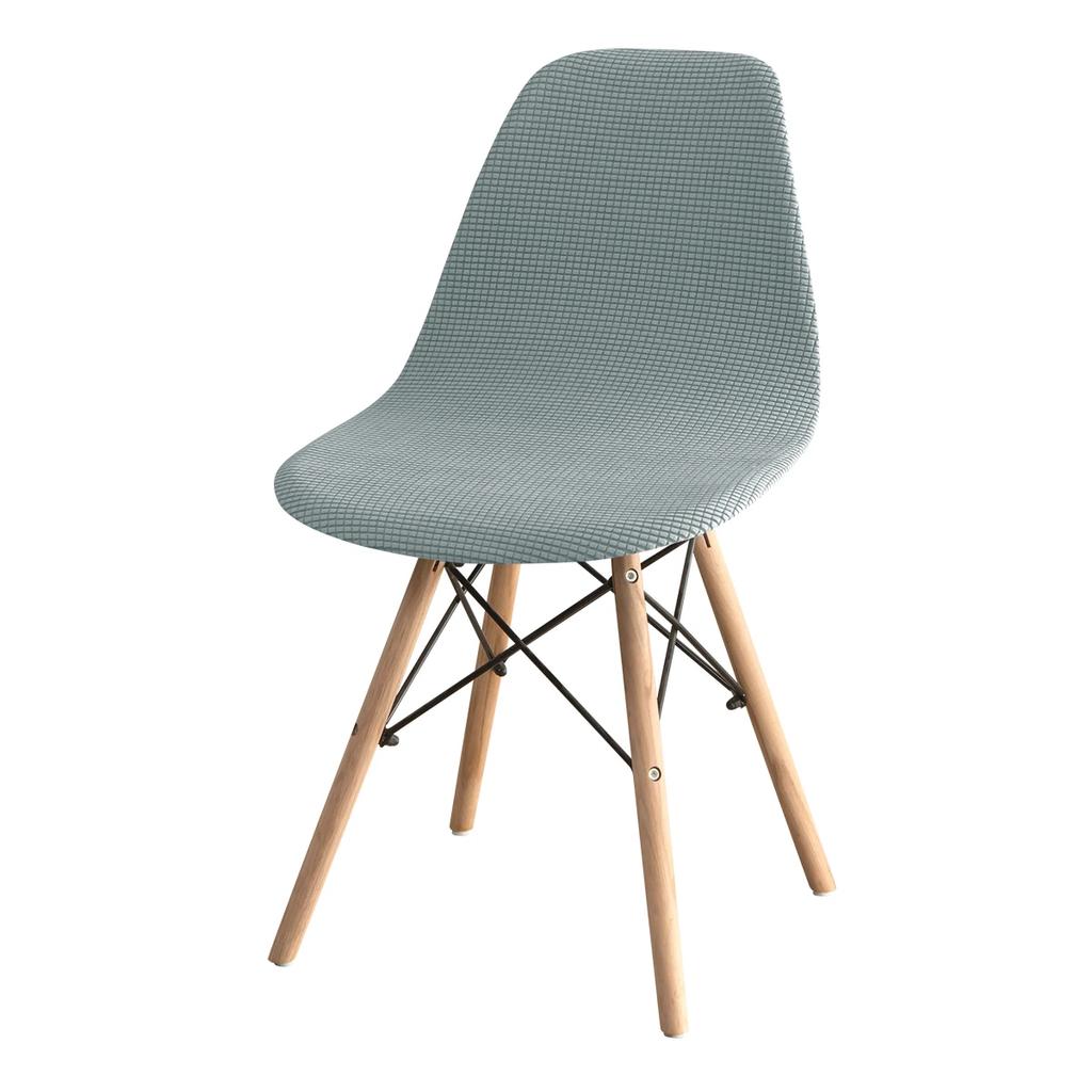 1PC Polar Fleece Shell Chair Cover Solid Color Jacquard Dining Chair Slipcover Stretch Anti-dust Seat Cover for Living Room Home