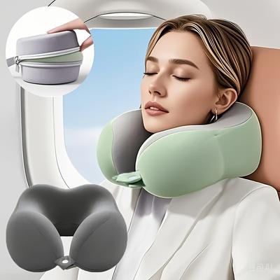 1-Pack Ergonomic U-Shaped Neck Support Pillow for Airplane, Office & Car Use - Soft Comfortable Travel Pillow with Slow Rebound Support, Mixed Colors,