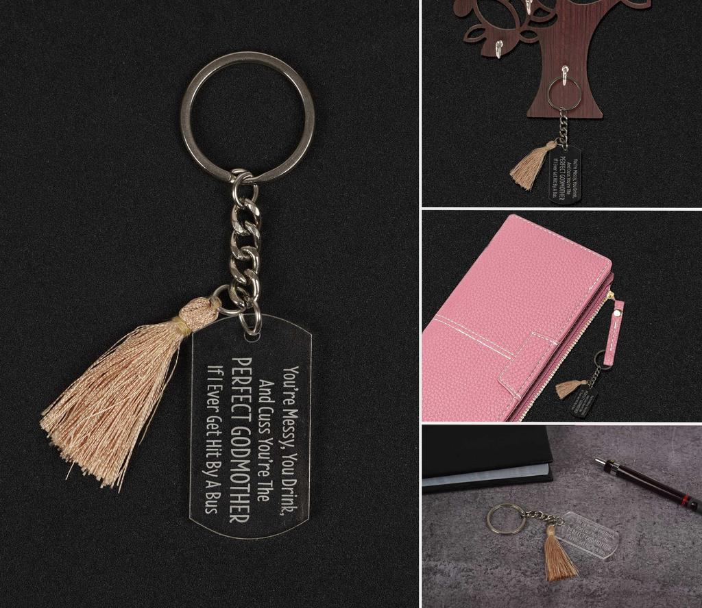 Inkdotpot Key Chain For Godmother Engraved Acrylic Key Holder Housewarming