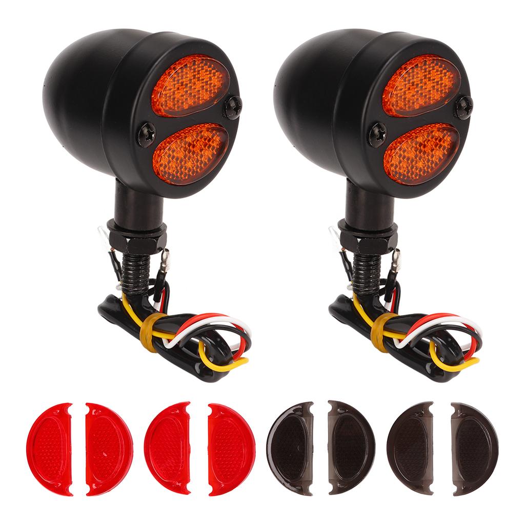 1 Pair Motorcycle LED Turn Signal Light Dual Color Indicator Blinker 12V for Motorbike