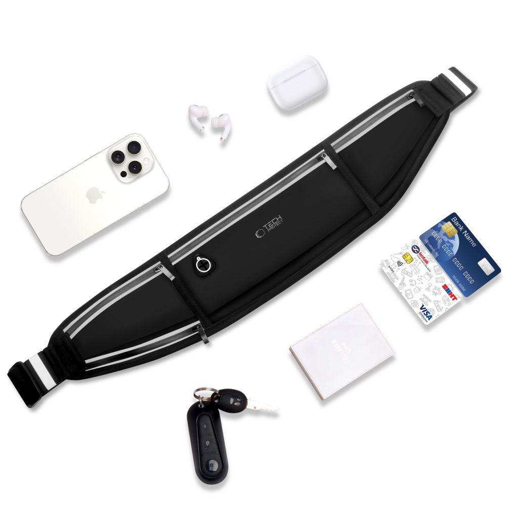 Waterproof sports waist bag for running - black