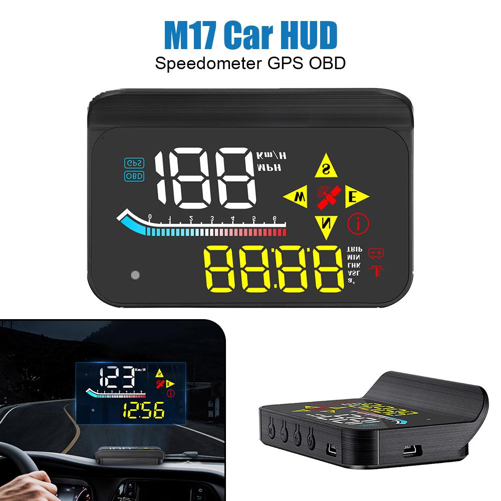 Car HUD Speedometer Windshield Projector Auto Electronics Accessories M17 OBD GPS Head Up Display Digital for All Cars