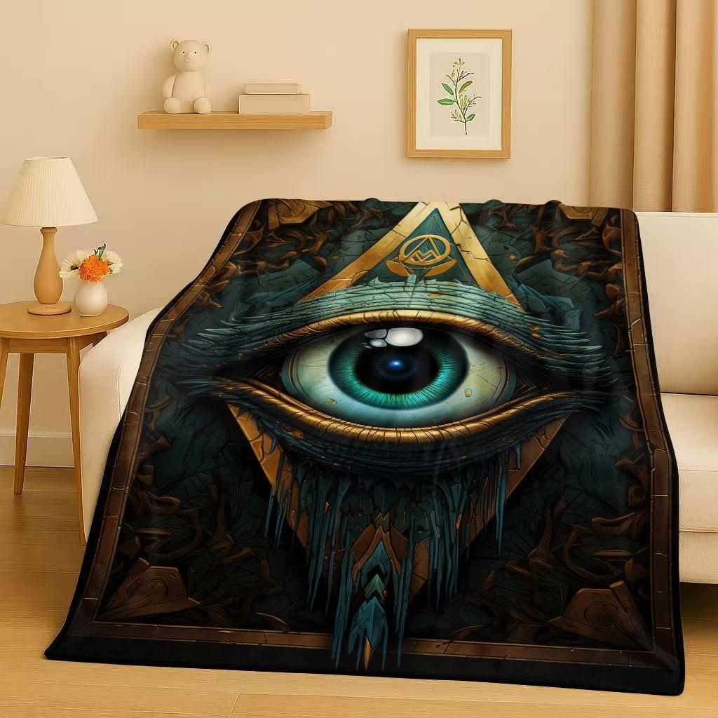 Freemasonry All Seeing Eye Symbol Evil Eye Art Flannel Blanket,Ultra Soft Warm Plush Throw for Home Bedroom Bed Sofa Cover Kids