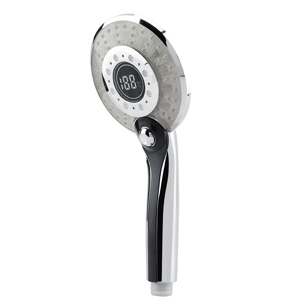 3 Spraying Mode Digital Display Handheld Shower Head with 3 Color Temperature Control LED Light