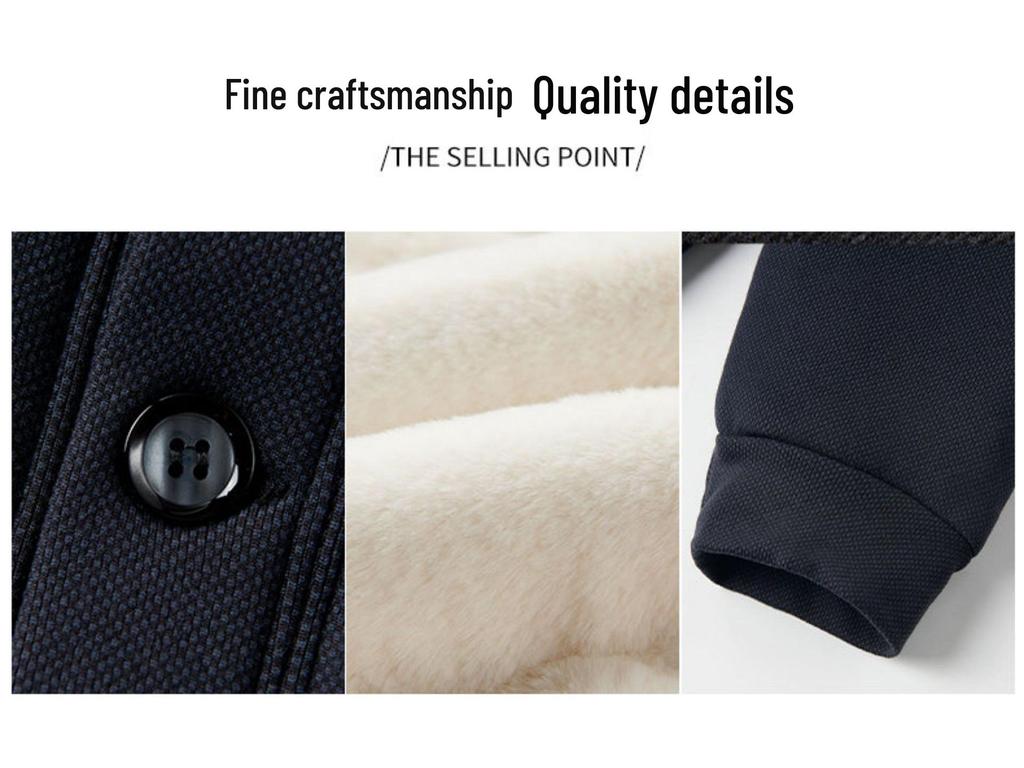 2025 Thickened Fleece-Lined Wool Cotton Jacket, Dad Style, for Middle-Aged & Elderly Men, Warm Plus-Size Coat