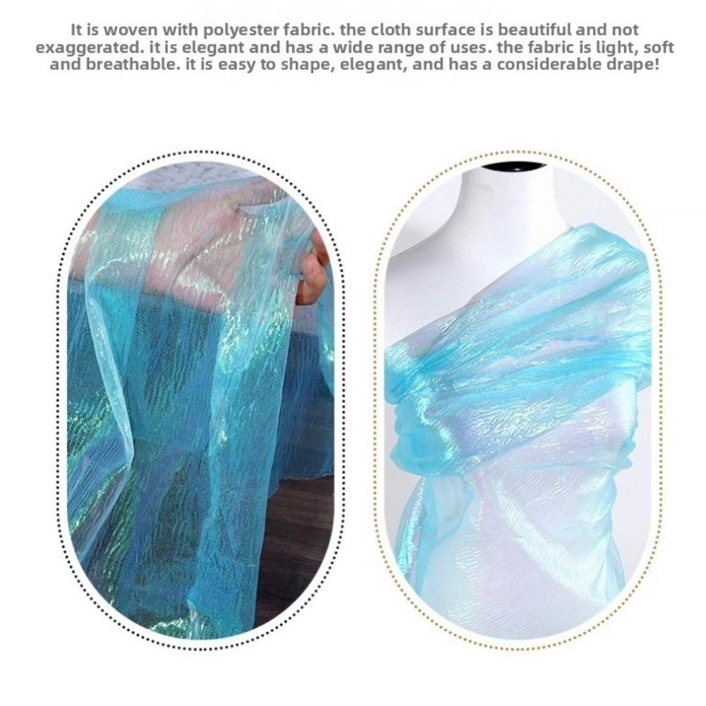 100 x 140 cm Regenbogen-Lasergarnstoff, geknitterter Illusions-Organzastoff mit farblicher Textur, Designer-Organza mit hoher Dichte und irisierendem Schimmer