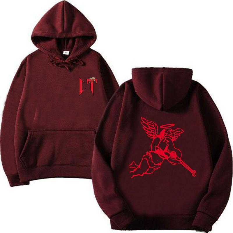 Ribbed bottom pendulum fashion printed sweatshirt loose hoodie autumn and winter men's and women's casual sports sweater top jacket