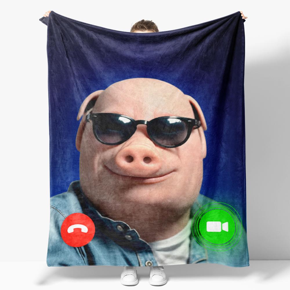 John Pork, John Pork Is Calling Flannel Throw Blanket Cozy Soft Lightweight Warmfor Couch Sofa Bed 75x90cm