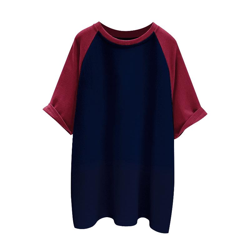 Women's Pure Cotton Raglan Sleeve T-Shirt - Trendy Color Block, Unisex Style, Custom Logo