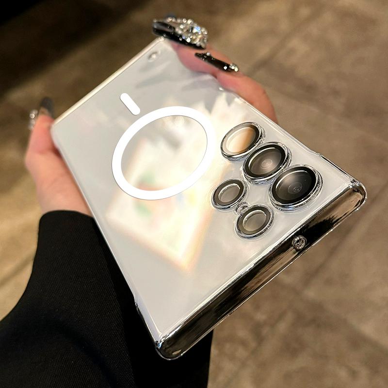 Luxury Thin Frameless Magnetic Wireless Charge For Magsafe Case For Samsung Galaxy S24 S23 Ultra S22 Plus Hard Matte Clear Cover