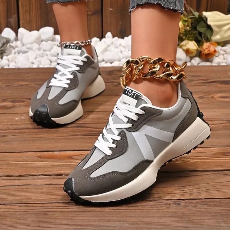 New Women's Casual Shoes Fashionable Lace Up Thick Soled Comfortable Sports Shoes Outdoor Running Shoes