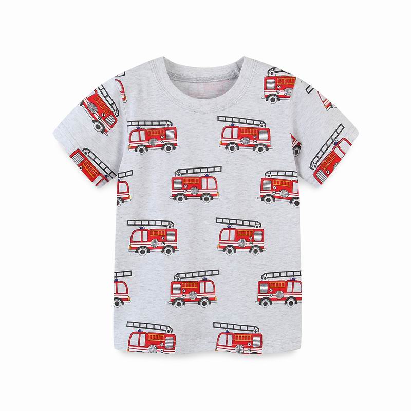 Little maven Kids Clothes Baby Boys 2026 Summer New T Shirts Holiday Children's Clothing Cartoon Fire Truck Shirts 2-7 Years