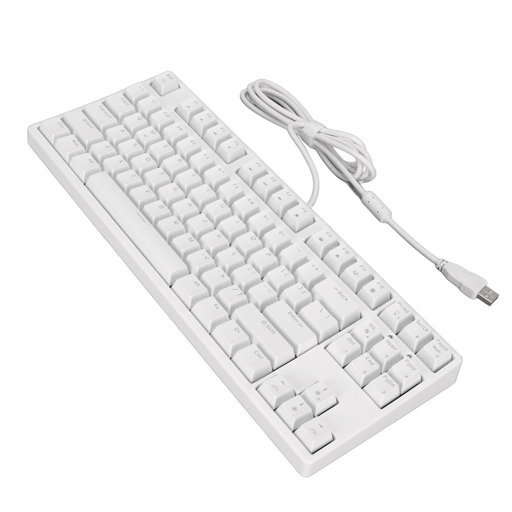 Mechanical Keyboard 87 Keys Blue Switch Monochromatic White Light Various Lighting Modes Wired