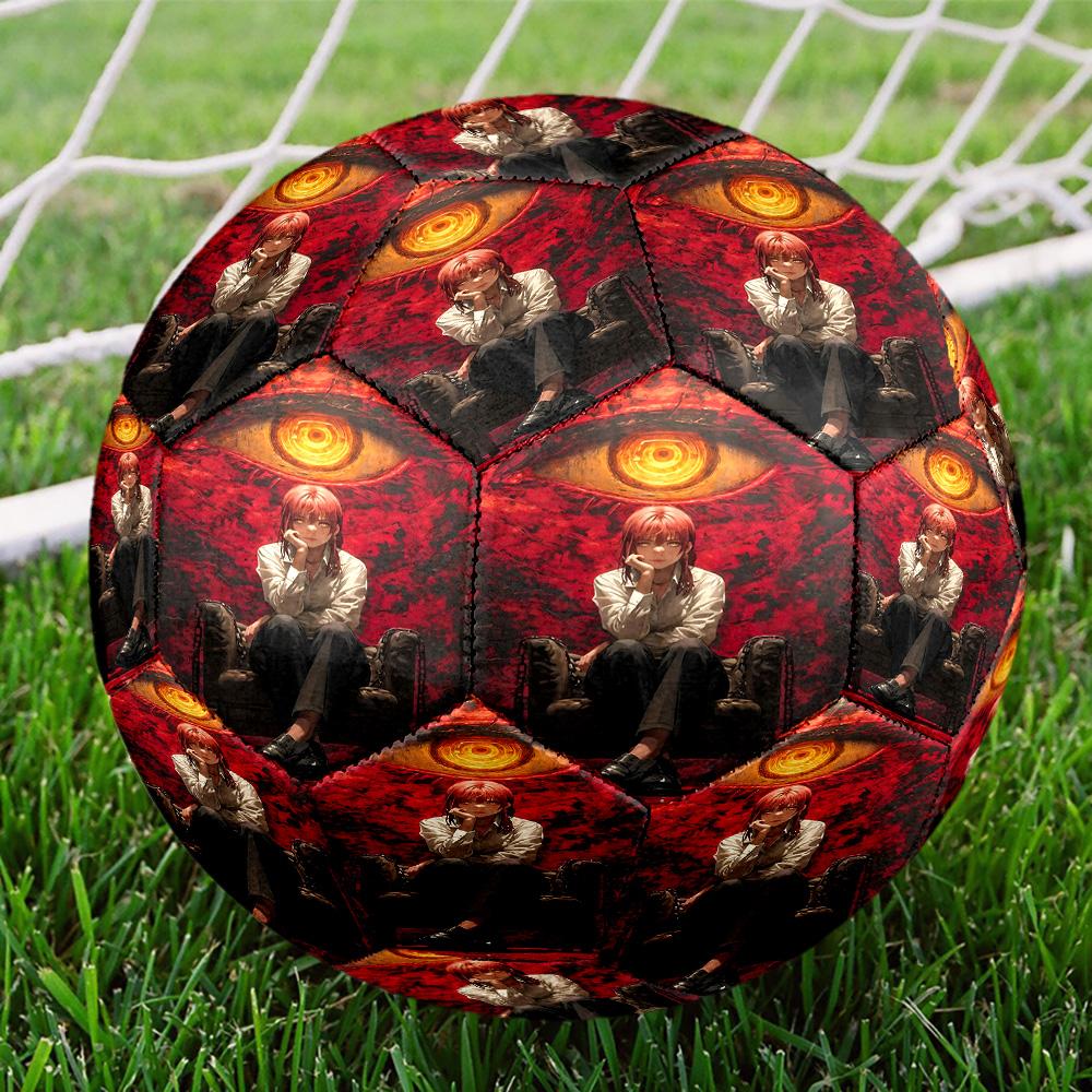 Makima Chainsaw Man Print Size 5 Soccer Ball, Standard Match Football for Sports Game and Team Practice, Ideal Gift for Soccer Fans