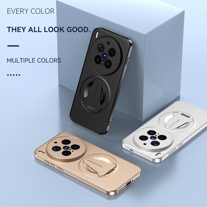 KEYSION Magnetische Handyhülle für VIVO X300 Pro 5G Metalllack Silikon+PC Aufstellbarer Ständer Stoßfeste Hülle für VIVO X300 Pro