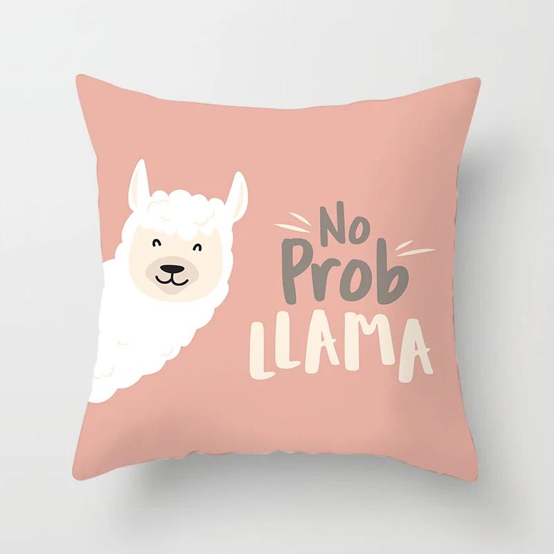 Cartoon Alpaka Dekokissenbezug Kreativer Druck Polyester Kissenbezug Kawaii Raumdeko Körperkissen Anime