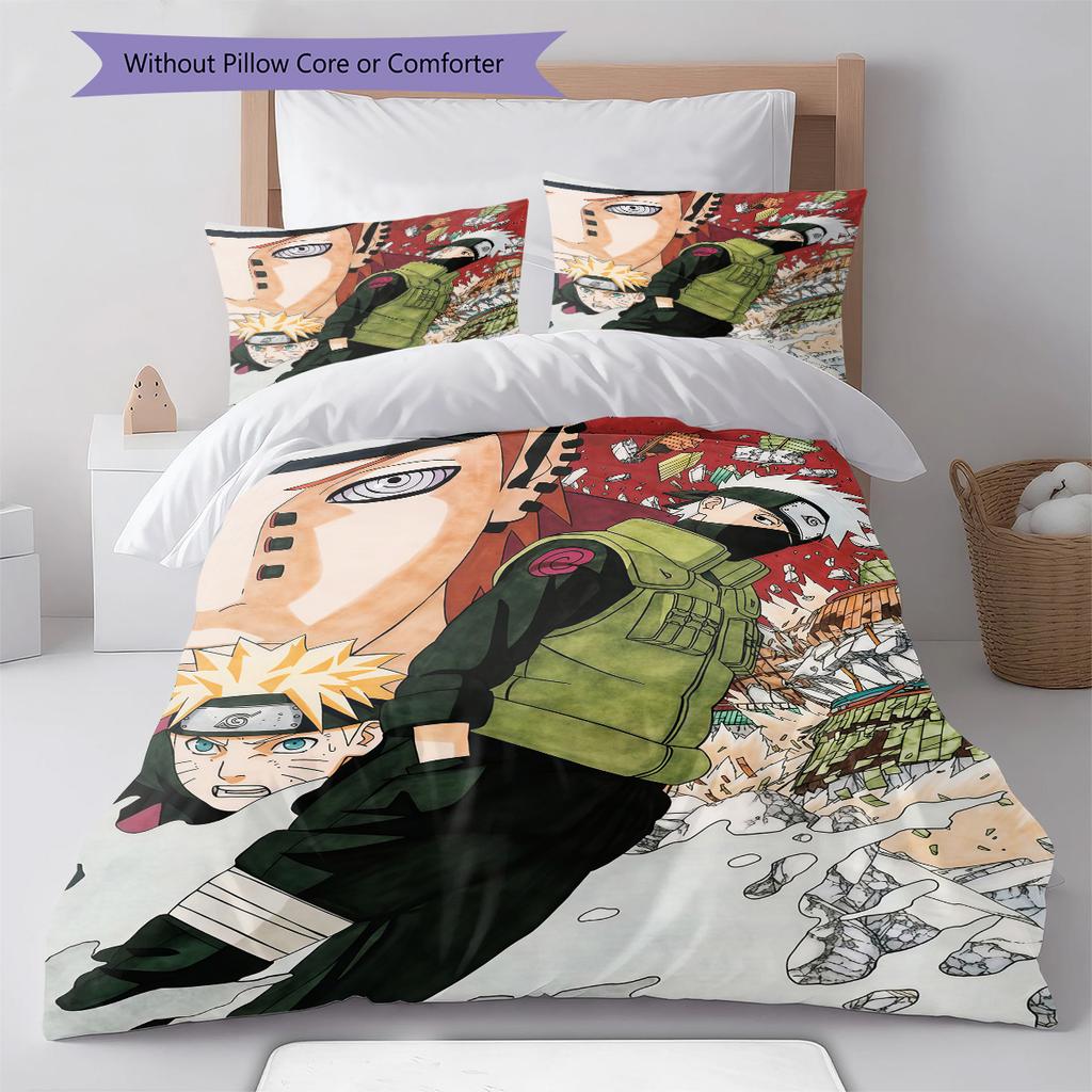 Naruto Vs Pain Pattern Bedding Quilt Set Quilt Cover Pillowcase Home Birthday Gift(1 * duvet cover + 2 * pillowcase, without core)