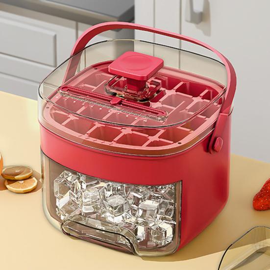 2-in-1 Press-Release Ice Cube Tray with Storage Bin 48-Cavity Double-Layer Ice Maker for Freezer BPA-Free Ice Storage Container for Home Camping Party