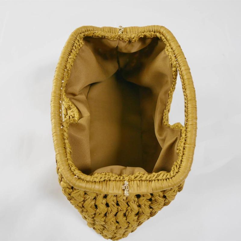 Elegante Bolso de Mano Tejido con Cadena para Mujer Bolso de Hombro de Paja Moderno Bolso Cruzado de Rafia para Playa Nuevo de Verano Bolso Versátil para Mujer