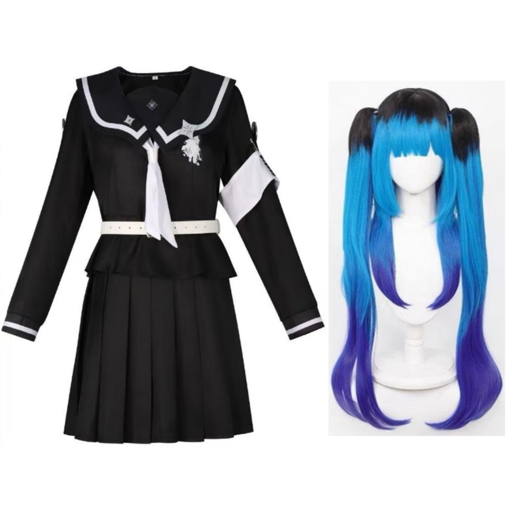 Tsukumo Kako Sizuhara Hiruko Damenmantel-Kleid-Set Cosplay Kostüm Anzug Die Hundert Cos Linie -Letzte Verteidigungsakademie Halloween Anzug