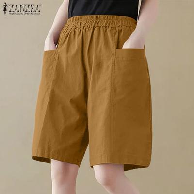 Women Casual Loose with Pocketed Elastic Waist Shorts