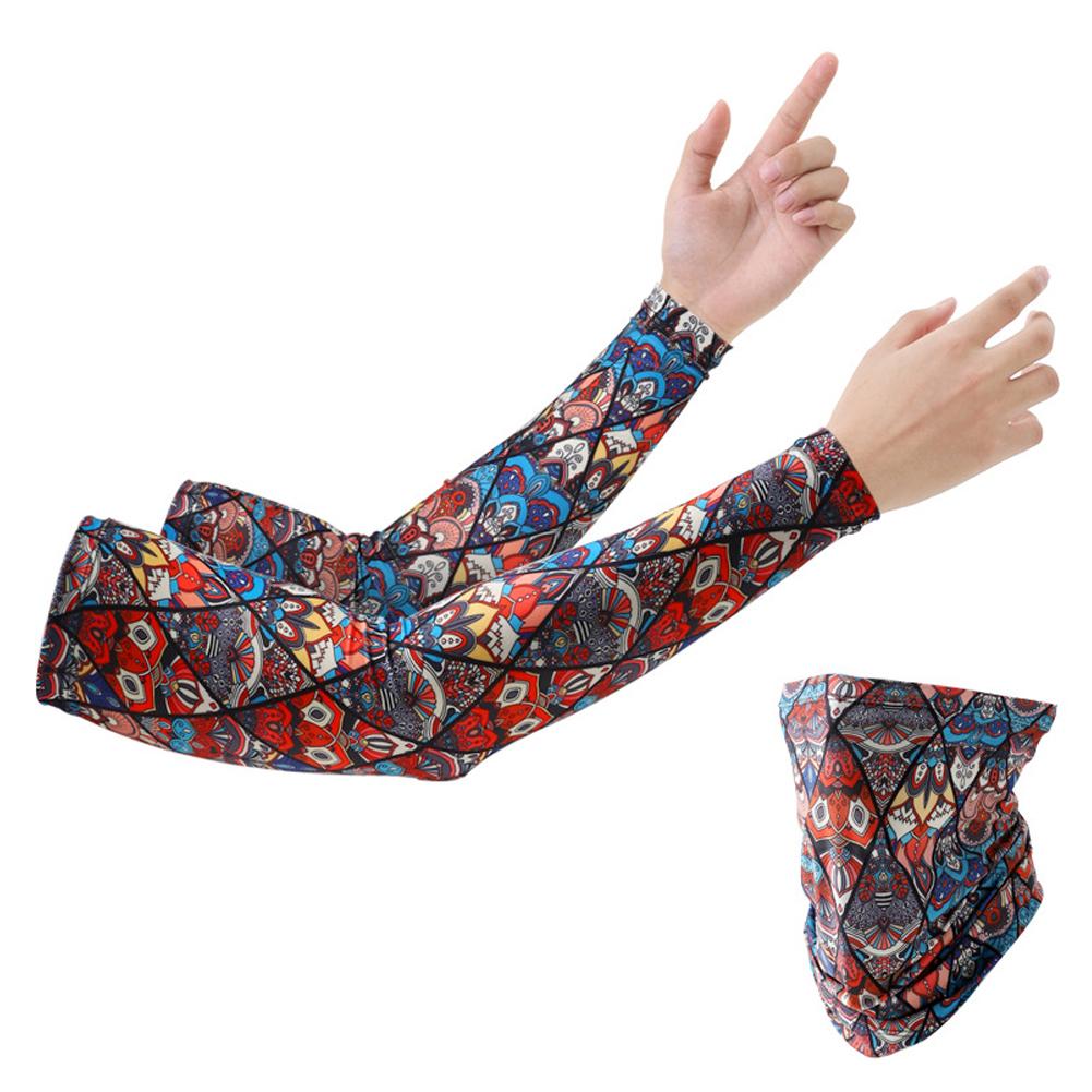 Summer Ice Silk Sleeve Mask Outdoor Activity Fishing Biking Quick-drying Mask Anti-UV Fishing Sleeves Breathable Sun Protection J8N8
