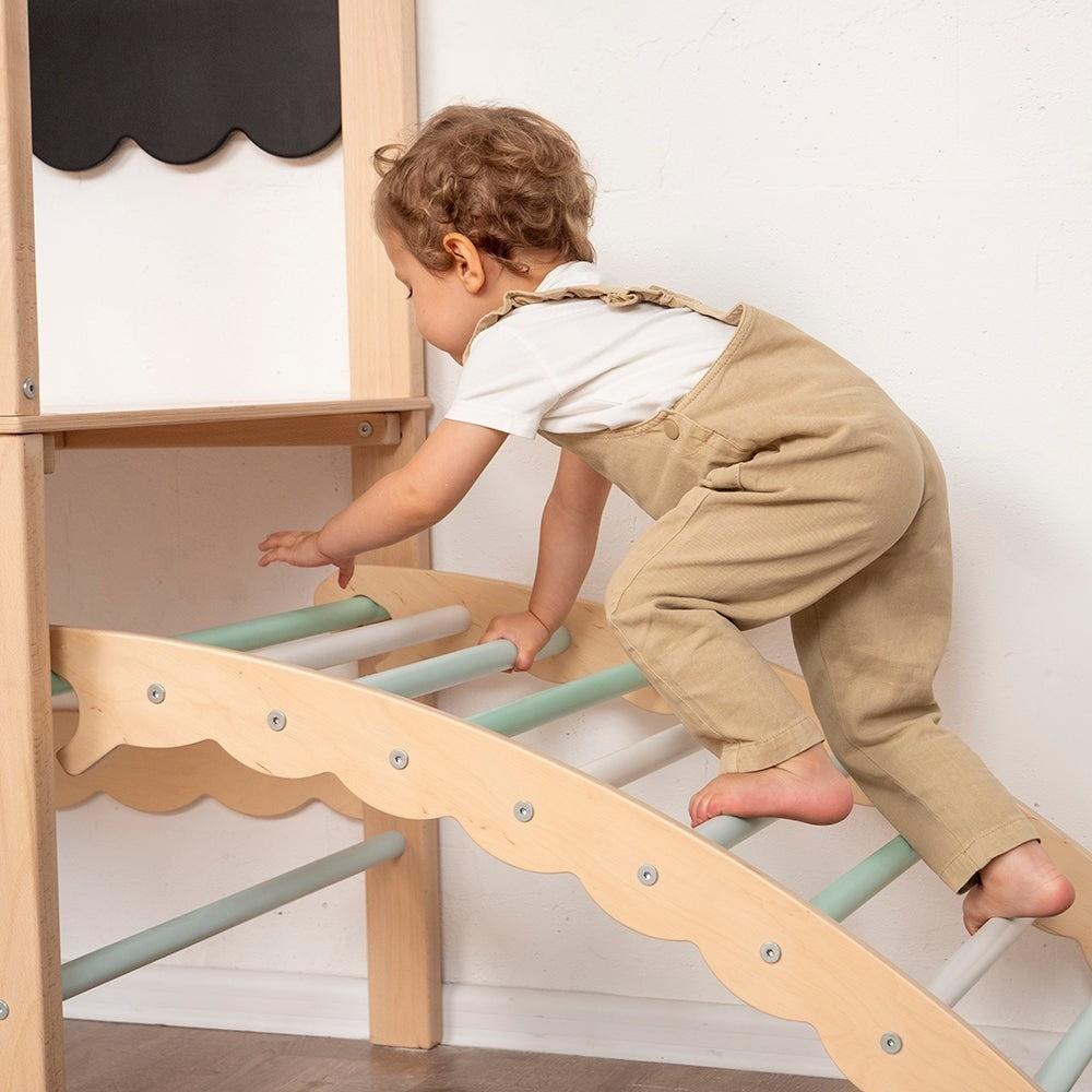 Indoor Climbing Frames, Monkey Bars, Jungle Gym, Tower Max- Wood-Pastel
